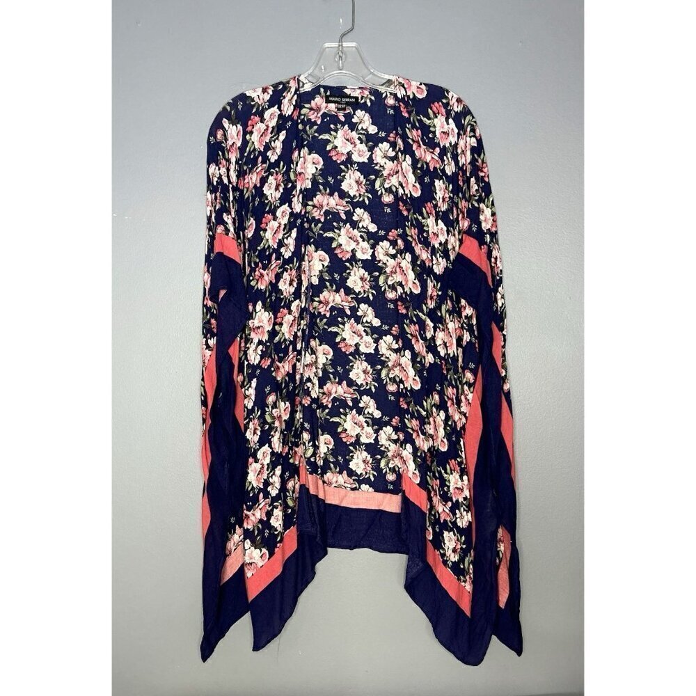 Mario Serrani Open Front Kimono Cardigan One Size Lagenlook Floral Boho Festival